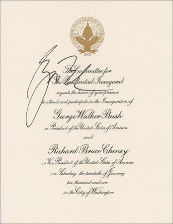 Lot #17 George W. Bush Inaugural Invitation