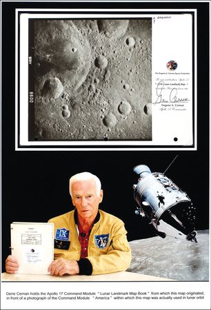 Lot #425 Apollo 17: Gene Cernan: Apollo 17 flown lunar landmark map - Image 1