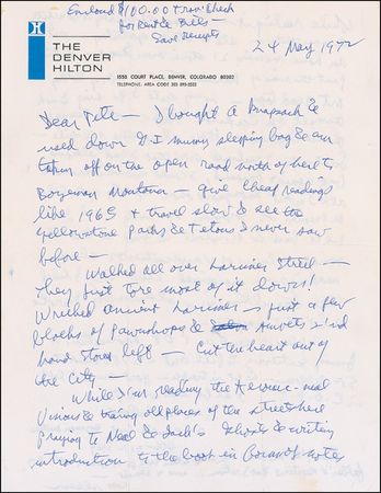 Lot #544 Allen Ginsberg: In a scarce handwritten letter, the beat poet remembers Kerouac - Image 1