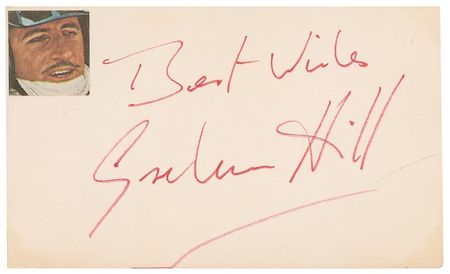 Lot #1364 Auto Racing: Graham Hill and Stirling Moss Signatures - Image 1
