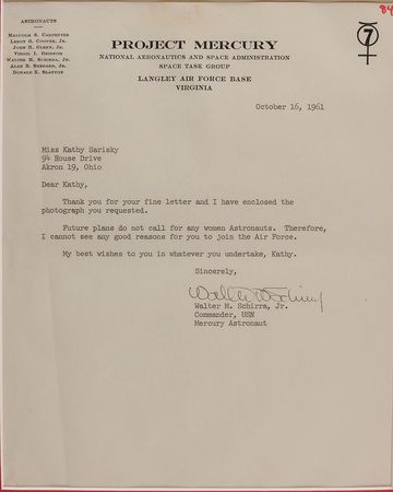 Lot #169 Wally Schirra and Sally Ride - Image 1