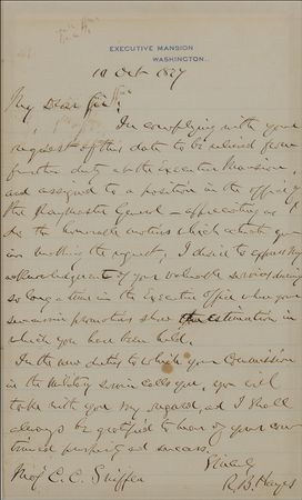 Lot #57 Rutherford B. Hayes: President Hayes bids farewell to a valued staffer as he leaves the White House - Image 2