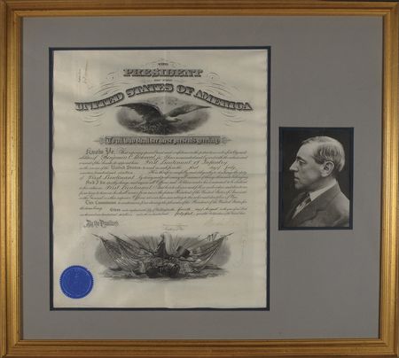 Lot #152 Woodrow Wilson: Impressively clean and authoritatively presented infantry commission - Image 1