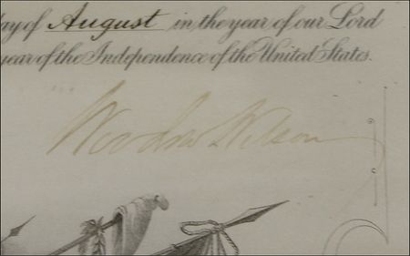 Lot #152 Woodrow Wilson: Impressively clean and authoritatively presented infantry commission - Image 2