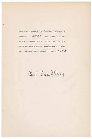 Lot #615 Carl Sandburg: Sandburg’s second Lincoln book - Image 1