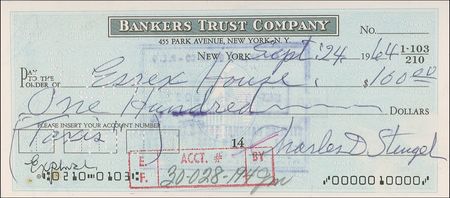 Lot #1732 Casey Stengel Check - Image 1