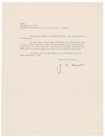 Lot #261 J. Edgar Hoover: Hoover works with a Canadian counterpart to crack a 1939 case - Image 2