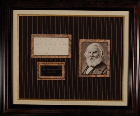Lot #579 Henry Wadsworth Longfellow: Saluting the end of the day with a quote from The Day Is Done: ?And the cares, that infest the day, Shall fold their tents, like the Arabs, And as silently steal away? - Image 1