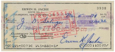 Lot #614 J. D. Salinger: “For Deposit Only, J. D. Salinger” - Image 1