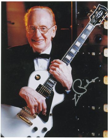 Lot #921 Les Paul Signed Photograph and Pickguard - Image 1