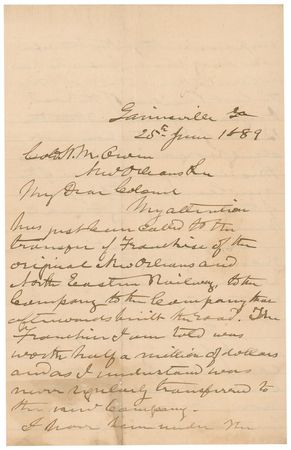 Lot #372 James Longstreet: ?They have put a fraud upon me and got not only my bonds and stock but this valuable Franchise which could not have been had otherwise at half a million dollars? - Image 1