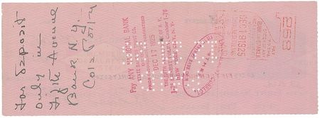 Lot #938 Cole Porter: Porter-endorsed check from his Indiana hometown - Image 2