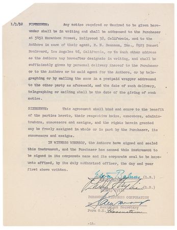 Lot #650 Philip Wylie and Edwin Balmer Signed Document - Image 2