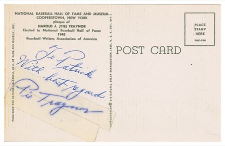 Lot #1734 Pie Traynor Hall Of Fame Card - Image 2