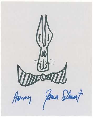 Lot #1428 James Stewart Signed Photograph and Sketch - Image 2