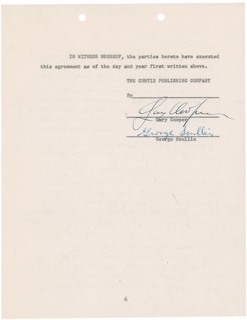 Lot #1142 Gary Cooper Signed Document - Image 2