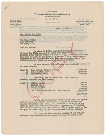 Lot #1468 Orson Welles Signed Document - Image 1