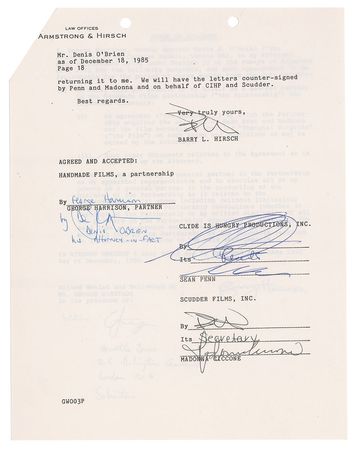 Lot #897 Madonna and Sean Penn: Madonna and Penn agree to terms for a dismal Shanghai Surprise - Image 2