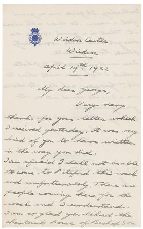 Lot #270 King George VI: Scarce letter from the ?reluctant king? penned from Windsor Castle - Image 1