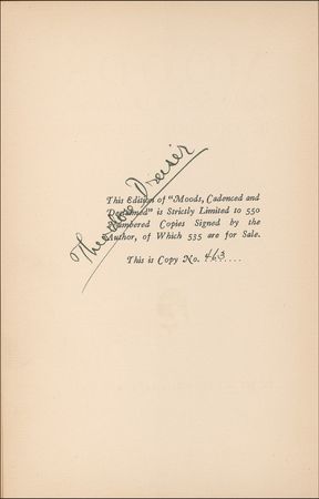 Lot #546 Theodore Dreiser Book - Image 1