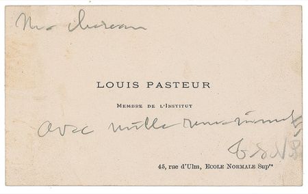 Lot #299 Louis Pasteur: Pasteur warmly conveys “1000 thanks” for a journal on microscopic science - Image 1