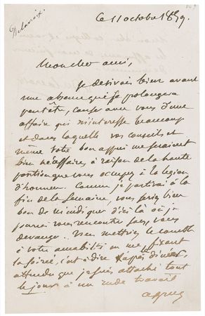 Lot #539 Eugene Delacroix Handwritten Letter Signed - Image 1