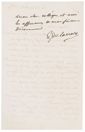 Lot #539 Eugene Delacroix Handwritten Letter Signed - Image 2