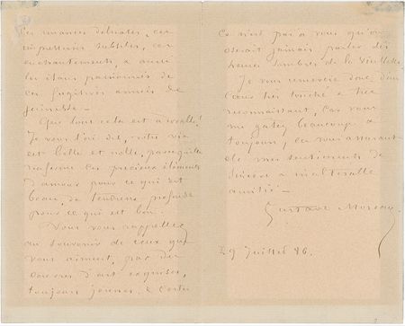 Lot #589 Gustave Moreau Handwritten Letter Signed - Image 2