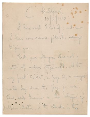 Lot #624 George Bernard Shaw: Detailed, handwritten, witty criticism as Shaw analyzes “a farce with all the fun carefully left out” - Image 3