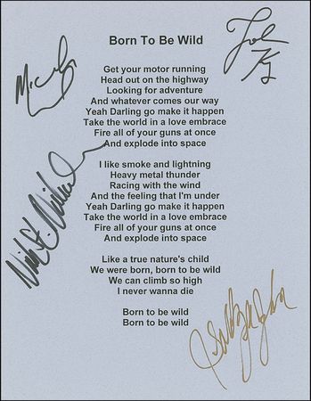 Lot #975 Steppenwolf Souvenir Lyrics and Signed Photograph - Image 2