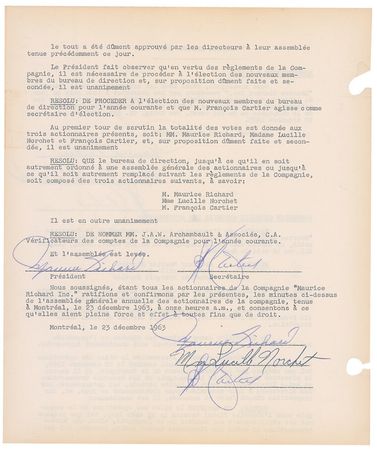 Lot #1705 Maurice Richard Signed Document - Image 2