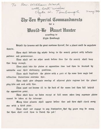 Lot #501 Clyde W. Tombaugh Ten Commandments - Image 1