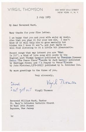 Lot #987 Virgil Thomson - Image 1