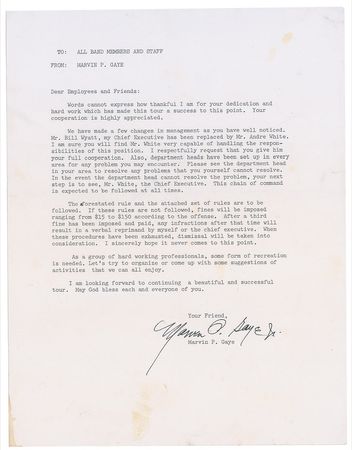 Lot #821 Marvin Gaye: Marvin Gaye lays down the law during his final tour in 1983 - Image 1