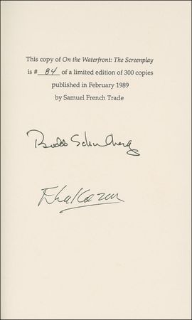 Lot #619 Budd Schulberg and Elia Kazan Book - Image 1