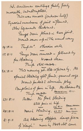 Lot #293 William Osler: Osler denotes “Hemophiliac” on surgical notes - Image 3