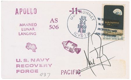 Lot #427 Neil Armstrong: Unique Armstrong Apollo 11 cover - Image 1