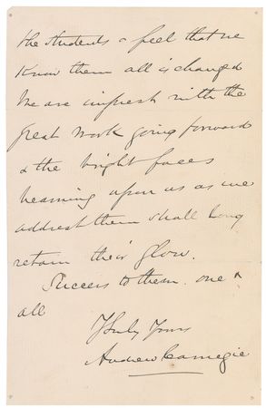 Lot #183 Andrew Carnegie: Carnegie is touched by his school’s yearbook, dedicated to his late mother, who “fully deserved such honor, for heroine true was she” - Image 2