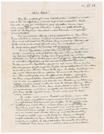 Lot #236 Albert Einstein: Einstein reveals a darker side as he dissuades his son from visiting his dying mother - Image 1