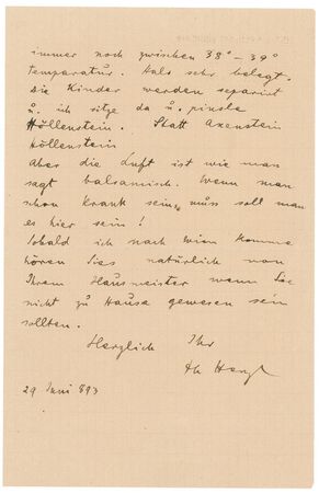 Lot #256 Theodor Herzl: Two years before his Zionist ?awakening? Herzl puts a positive spin on his sickness-plagued vacation: ?If one is to be unwell, then one should be unwell here!? - Image 2