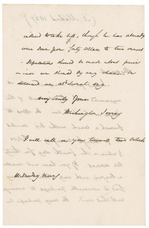 Lot #565 Washington Irving: Repairing his bruised ego in Spain, Irving displays keen travel frugality - Image 2