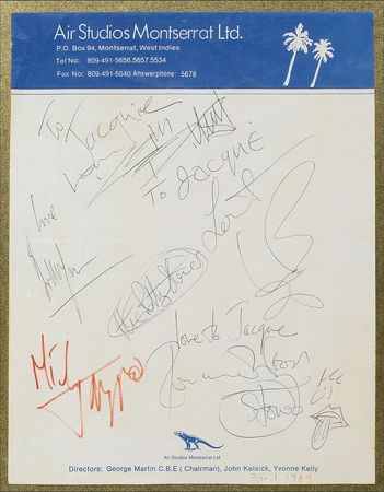 Lot #889 Rolling Stones: Before hitting the road, the Stones sign for Mick’s kids’ nanny - Image 2