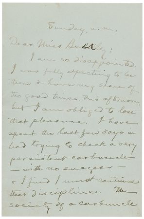 Lot #555 Samuel L. Clemens: ?The society of a carbuncle is full of interest, but to get the fullest enjoyment out of it, one must seclude himself from other society? - Image 1