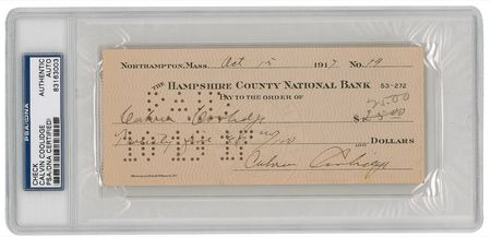 Lot #36 Calvin Coolidge Check - Image 1
