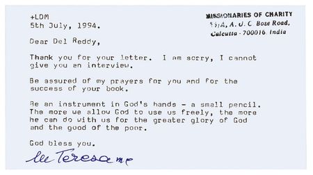 Lot #323 Mother Teresa Typed Letter Signed - Image 1