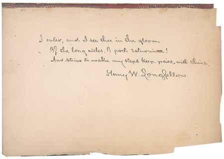 Lot #609 Henry Wadsworth Longfellow: Stunning poetic quote on the first American translation of The Divine Comedy - Image 1