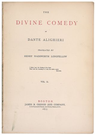 Lot #609 Henry Wadsworth Longfellow: Stunning poetic quote on the first American translation of The Divine Comedy - Image 2