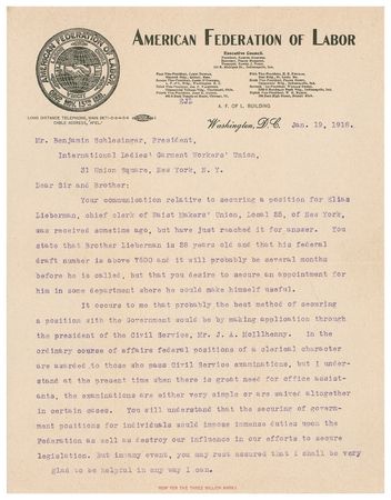 Lot #306 Labor: Gompers and Mitchell Letters - Image 1