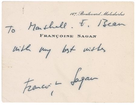 Lot #637 Francoise Sagan Calling Card - Image 2