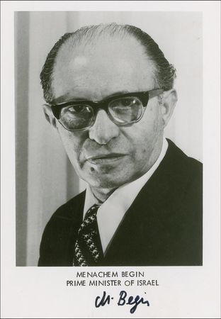 Lot #184 Menachem Begin Signed Photograph and Booklet - Image 1